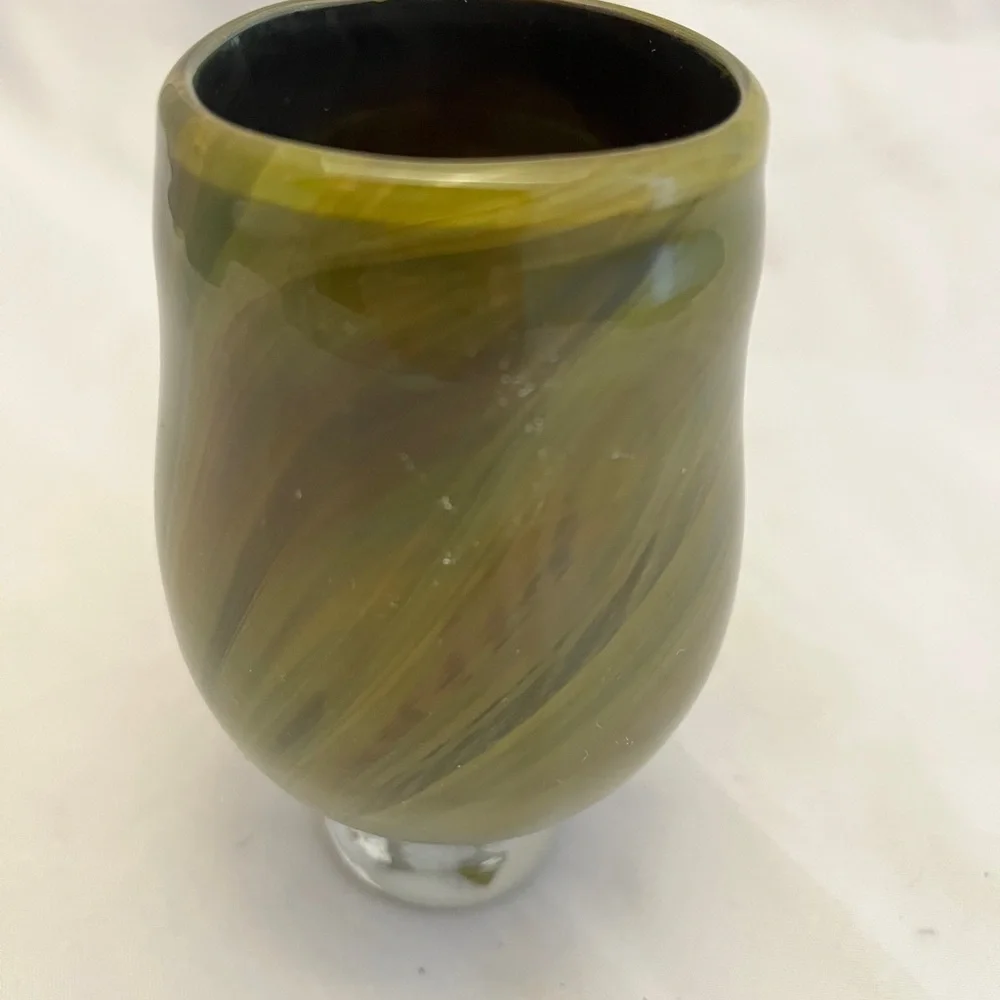 Art Glass Footed Vase, Hand Blown, 5